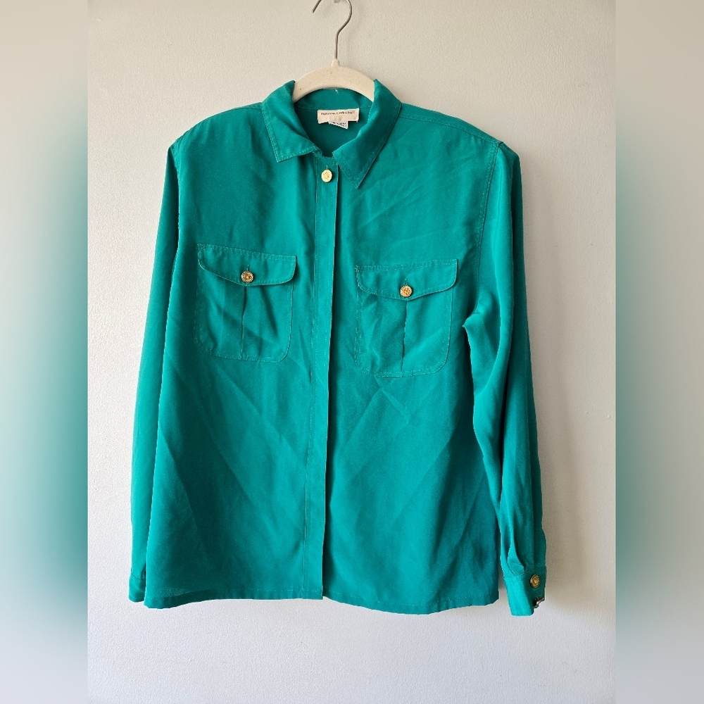 Vintage Potomac Collection green blouse 12